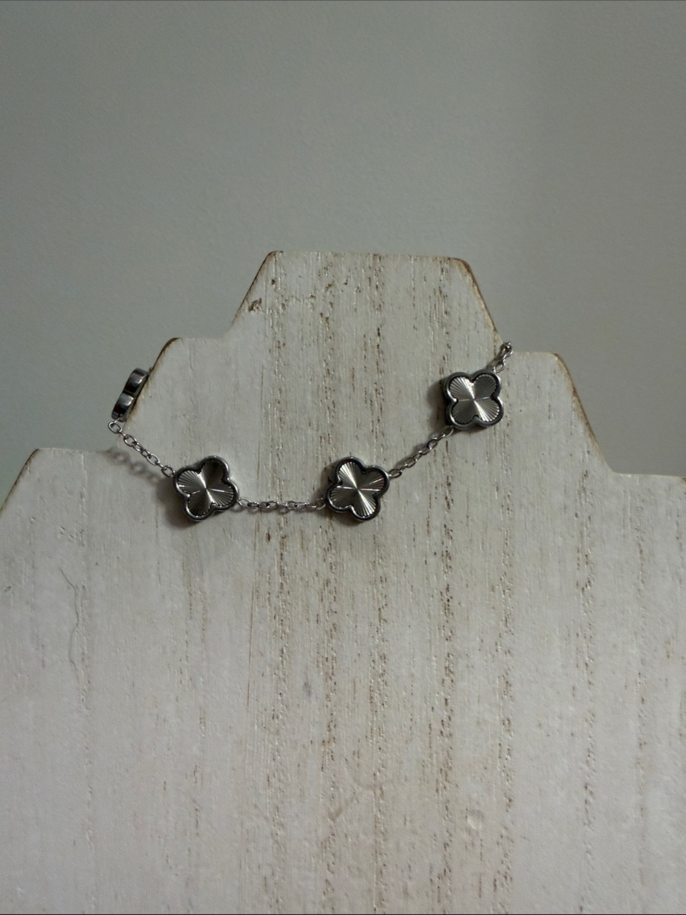 Boutique Silver Four-Leaf Clover Station Bracelet - Silver